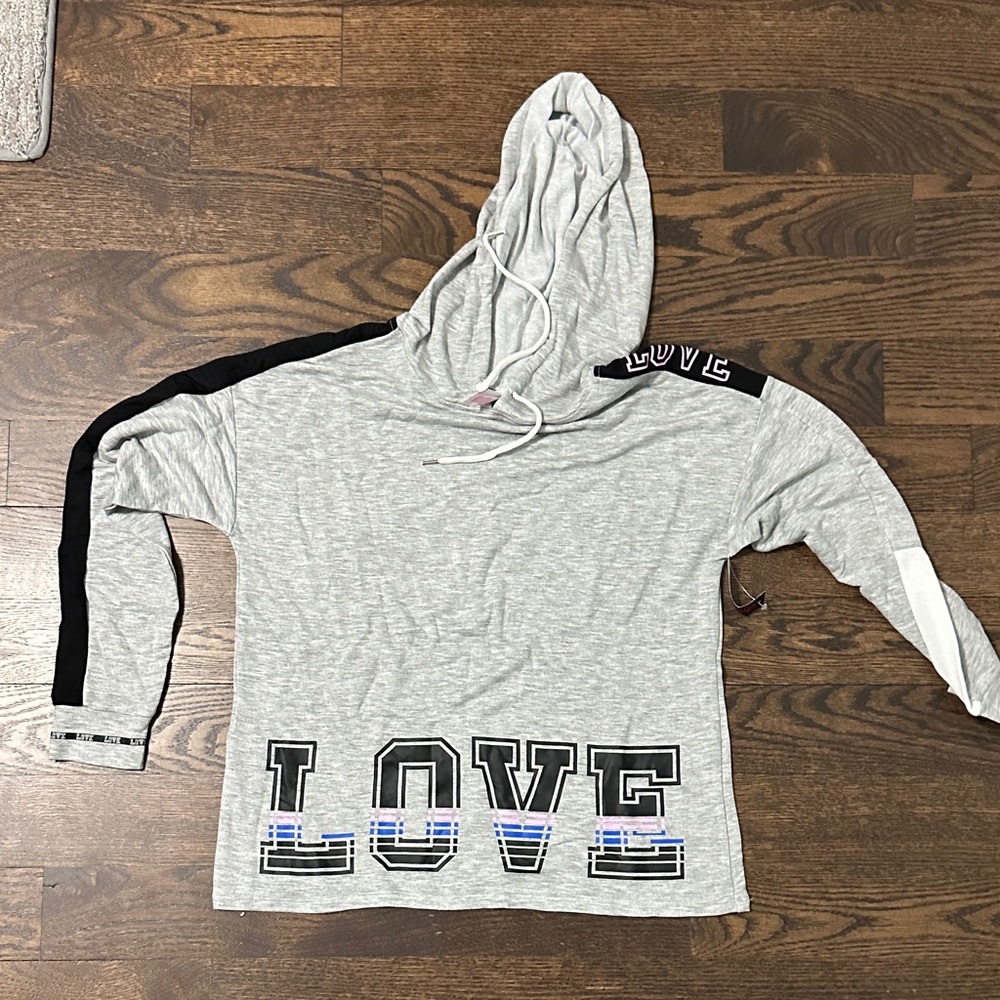 No Boundaries Light Gray Hoodie with Drawstring